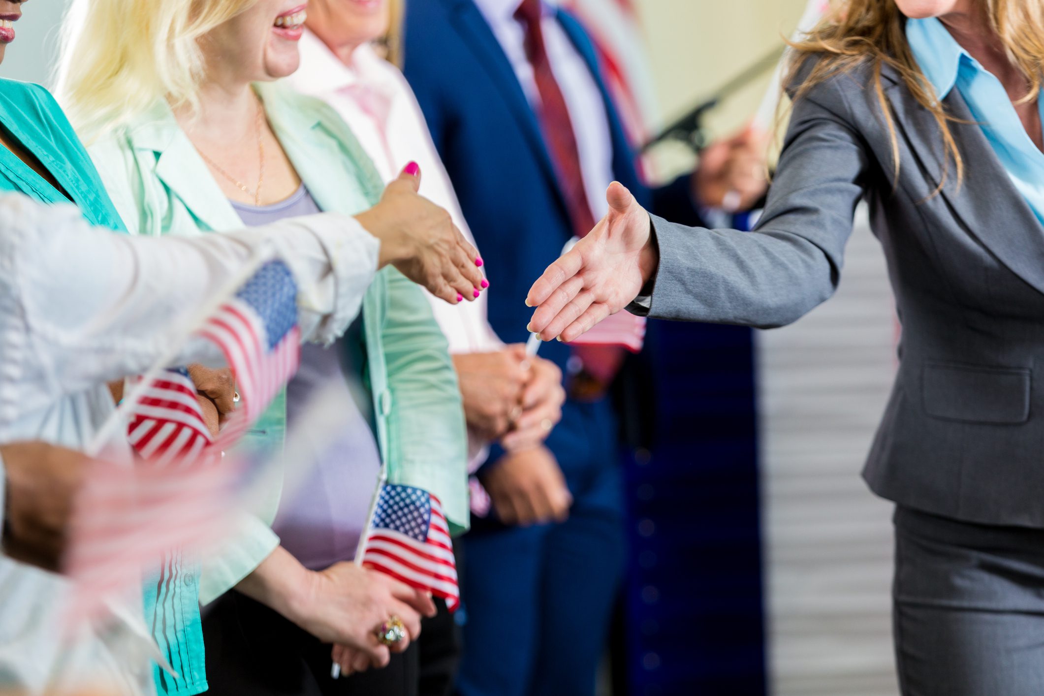 Business professionals exchanging handshakes